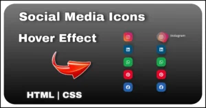 Animated social media icons with hover effect built using HTML and CSS