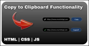 Copy to clipboard Functionality with Bootstrap icon and copied state change for URL link using HTML CSS JS