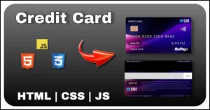 3d Credit Card with flip effect using html css js