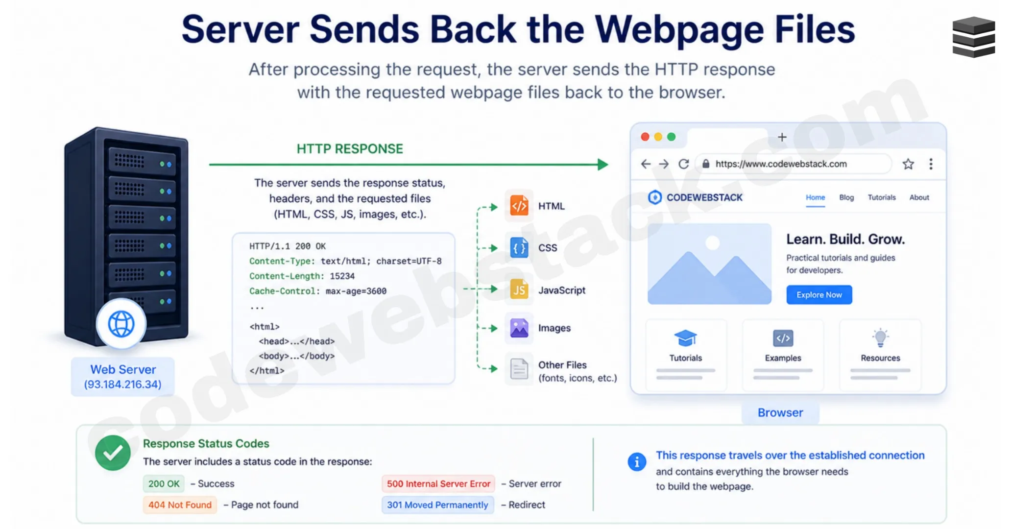 How a Webpage Loads: From URL to Webpage in 8 Core Steps - Step 5: Server sends back the webpage files